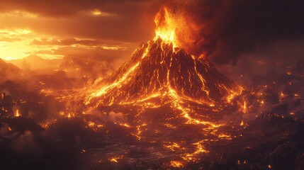 the volcano is erupting and its massive and has cracks all over it and the cracks are very iluminated