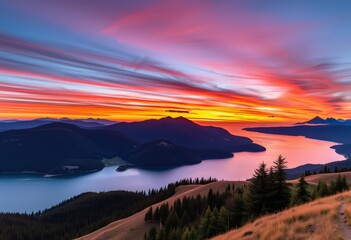 sunset over the mountains