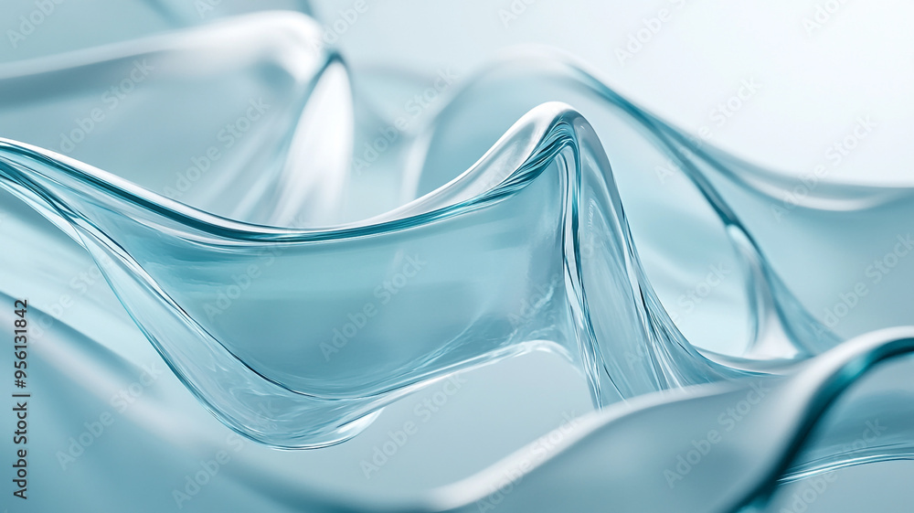Aufkleber abstract illustration of flowing glass waves reflecting soft light in a serene setting
