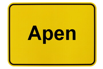 Illustration eines Ortsausgangsschildes der Gemeinde Apen in Niedersachsen