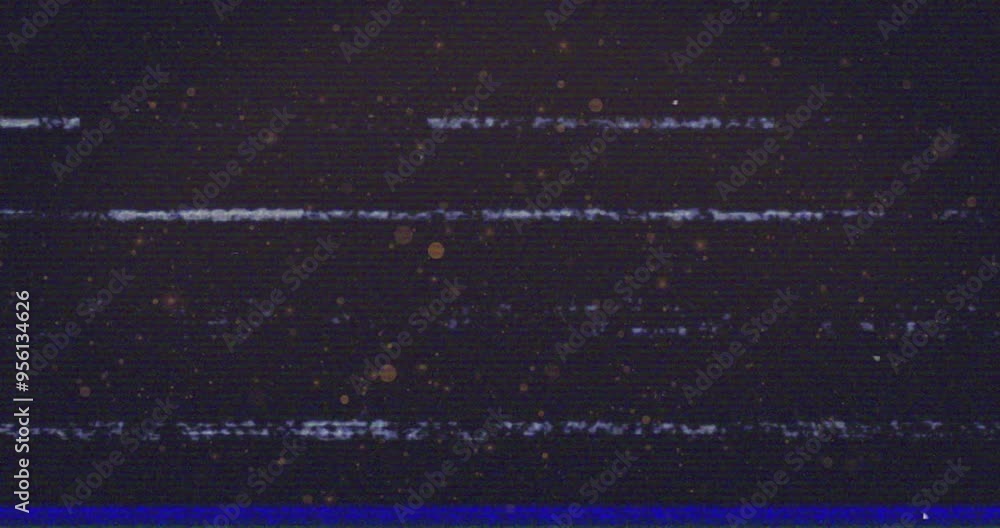 Poster static interference and glitch effects animation over dark background with blue line