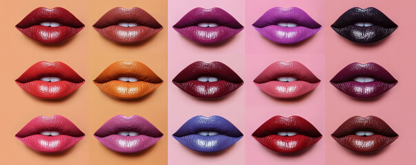 Diverse Lip Colors on Glossy Lips