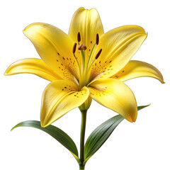 Obraz premium Yellow lily or lilium flower isolated on transparent background