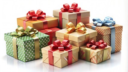 Obraz premium Gift Boxes Tied with Colorful Ribbons