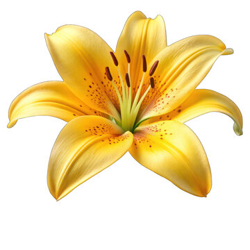 Yellow lily or lilium flower isolated on transparent background