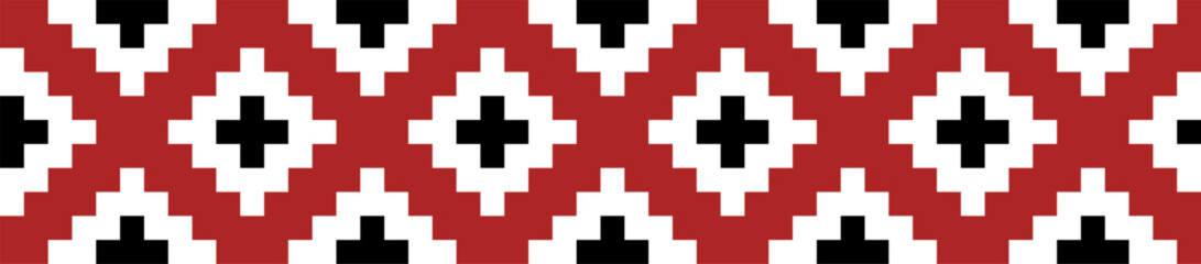 Fototapeta premium Traditional ornament seamless pattern, geometric style cross stitch embroidery, decorative ethnic texture.