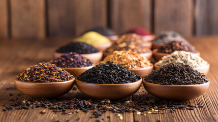 Variety of Gourmet Loose Tea Blends in Circular Containers