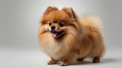 Fototapeta premium Smiling Pomeranian on transparent background, perfect for pet care ads 