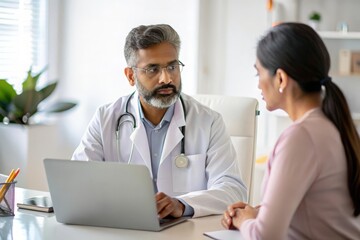 Obraz premium Indian Healthcare Professional Advising Patient in Office 