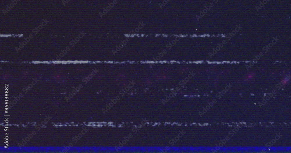 Poster distorted glitch animation over dark background with horizontal lines