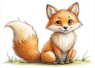 Obraz premium A delightful fox with a cheerful grin and fluffy tail, ready to play in a whimsical world of wonder and curiosity.