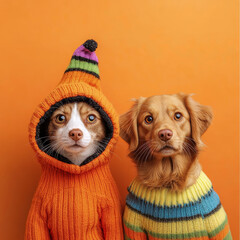 Fototapeta premium cat_and_dog_in_costume_for_halloween