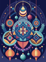 Abstract Ornament Arrangement with Geometric Patterns and Festive Colors