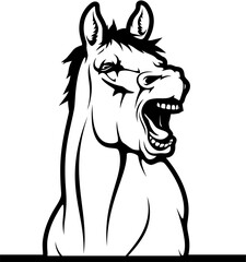 Peeking Horse - Funny Farm Animals peeking out - face head isolated on white