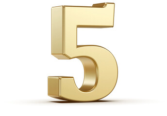 Naklejka premium Gold 3D Number 5