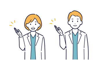 紹介をする医師のイラスト＿上半身