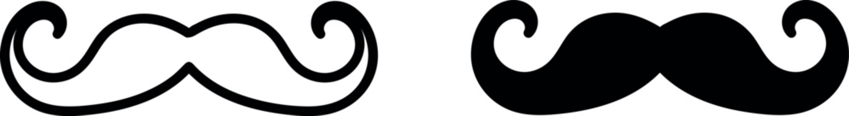 Mustache Silhouette and Outline Vector 