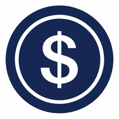 A dollar sign is in a blue circle on a white background