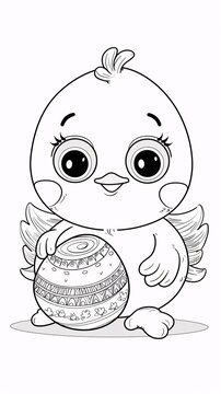 cute chick holding easter egg clip art preview