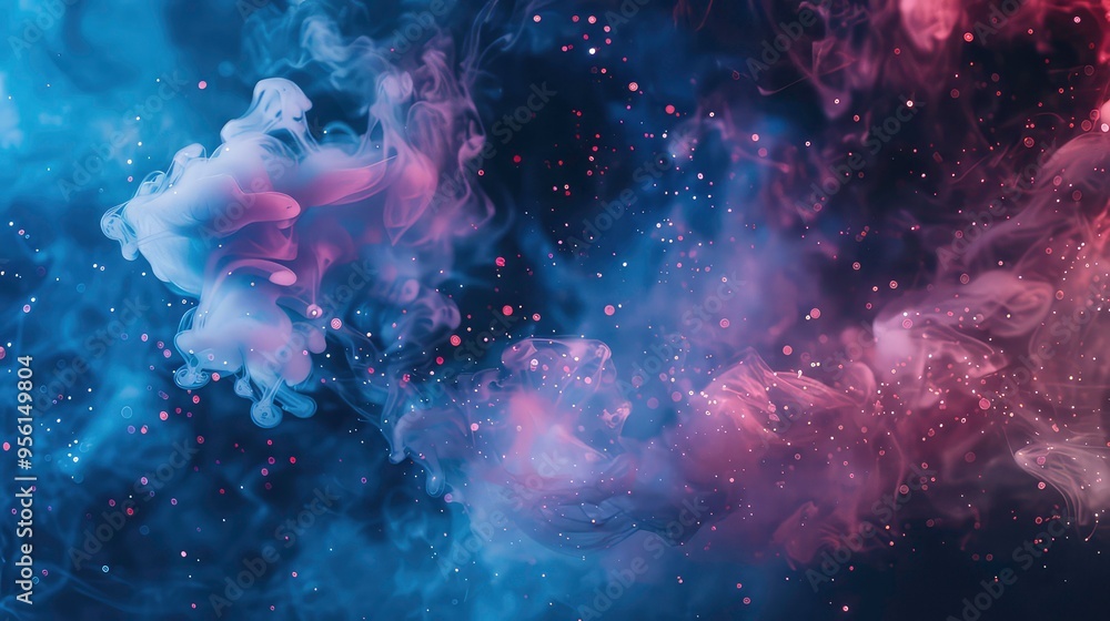 Poster Abstract background of colorful smoke and bokeh lights.