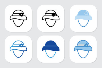 beach hat icons with various design styles