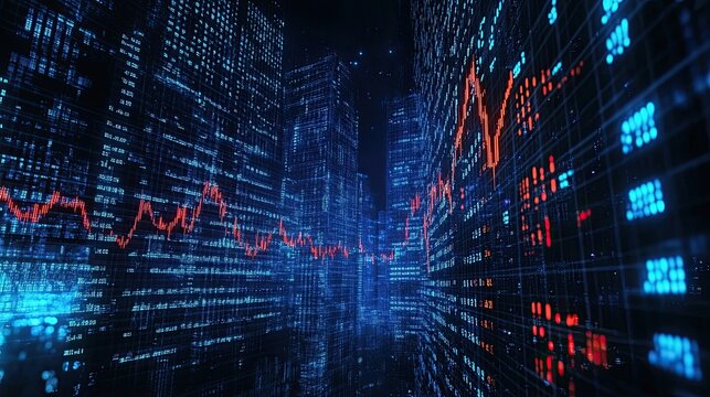 Digital display of interest rates falling rapidly, representing global financial changes.