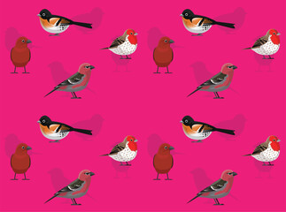 Bird Crossbill Finch Grisbeak Brambling Cartoon Cute Seamless Wallpaper Background