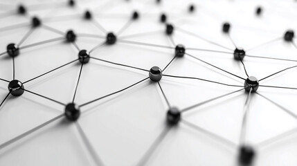 3d Social networking black chrome nodes background, interconnected by lines to form a grid structure, indicating interconnections and relationships in the social community or business