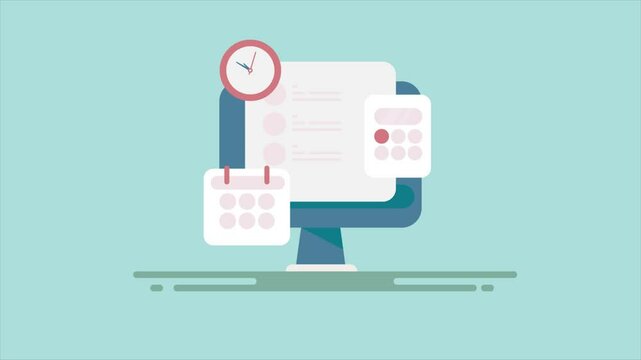 Business workflow and productivity management software application, task schedule and project management system software app, video animation concept.