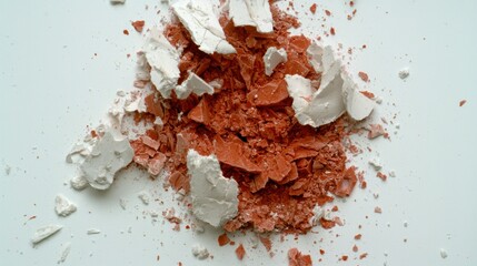 Broken chocolate bar pieces on a light background