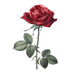Fototapeta premium A illustration of vibrant Rose flowers with lush green leaves, perfect for floral themes and nature designs, watercolor art