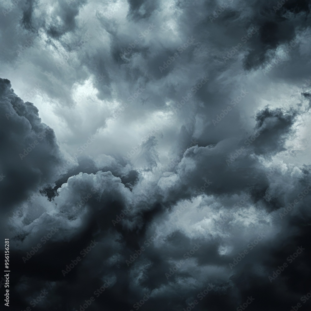 Poster A dramatic, stormy sky with dark, swirling clouds.