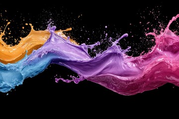 Colorful paint splash on black background