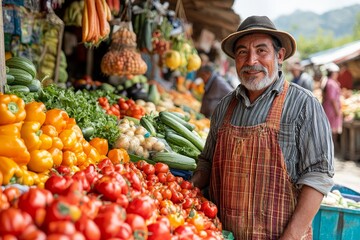 Farmer Selling Fresh Produce at Local Market