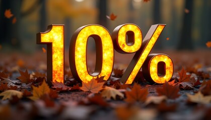 Autumn discounts. 10% off discount on autumn background. Sale. Banner 10% off