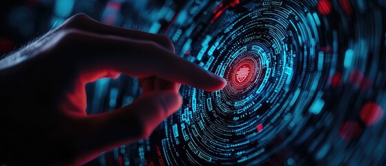 A business professional using a mobile device for secure management, biometric authentication in progress with holographic security icons, Sci-Fi, Cool tones, 3D Render
