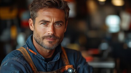 Confident Mechanic Portrait   Industrial Worker Looking at Camera