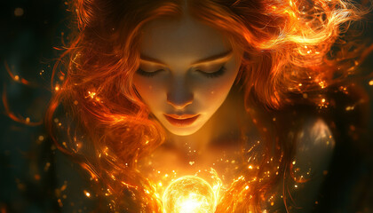 Fototapeta premium Portrait of a beautiful red-haired girl. fantasy