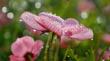 On a meadow another fit flower glimmer with dew droplets