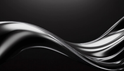Obraz premium 抽象的な滑らかな表面 光沢 黒 抽象 曲線 滑らか メタリック 光 反射 流れる デザイン シンプル ミニマル 質感 波 3D エレガント モダン 洗練 美しい フォーマル