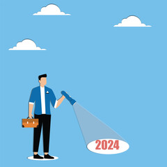 Man runs with a flashlight towards 2024