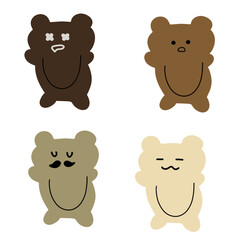 Obraz premium Cute Bear Vector | Various Expressions | Minimalist Design | 4 Vectors