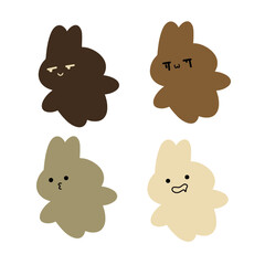 Cute Rabbit Stretching Its Arms Vector | Various Expressions | Minimalist Design | 4 Vectors