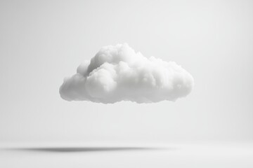 A solitary, fluffy white cloud floating in a minimalistic, light background.