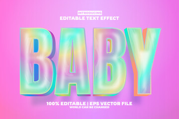 Baby super editable text effect in new modern trend style