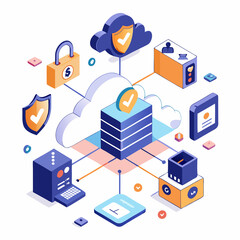 Fototapeta premium cloud security illustration