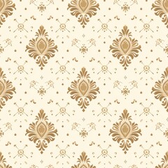 Elegant Seamless Damask Pattern in Gold and Cream
