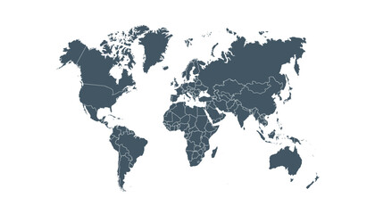World map. Modern black vector map. Silhouette map