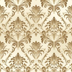 Elegant Golden Damask Pattern on Cream Background