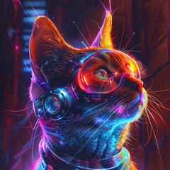 Cyberpunk Cat in Goggles